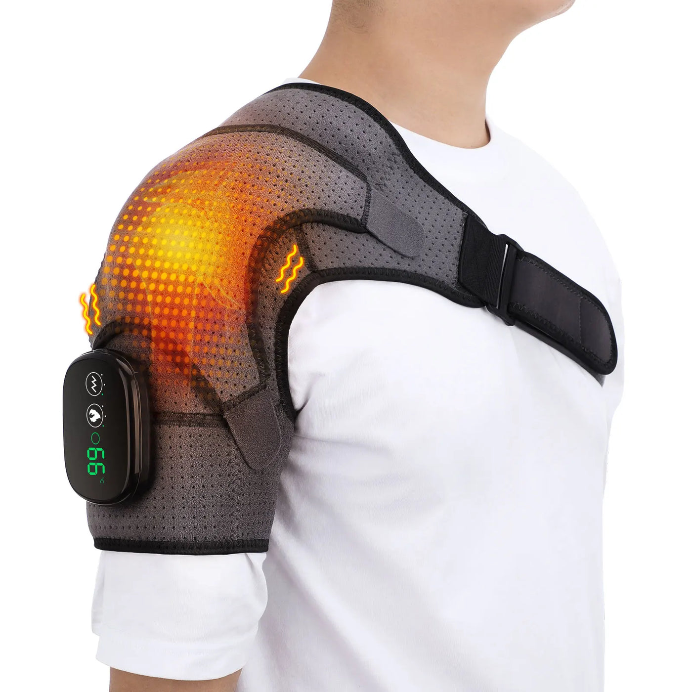 Heated Vibration Shoulder Brace with LED Display - Stroke Lyfe