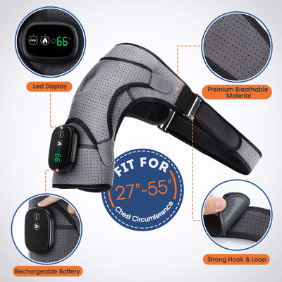 Heated Vibration Shoulder Brace with LED Display - Stroke Lyfe